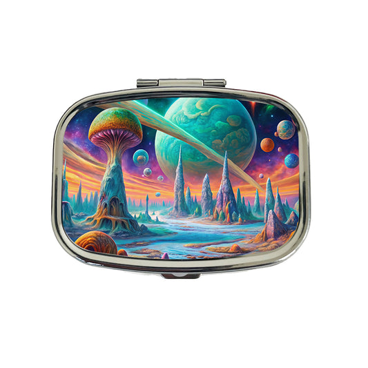 Psychedelic Alien Planet Vibrant Colors Travel Pill Box Case