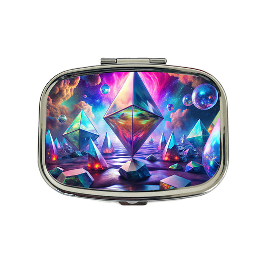 Psychedelic Crystals and Prisms Vibrant Colors Travel Pill Box Case