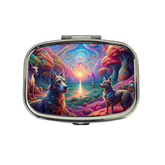 Psychedelic Dogs Vibrant Colors Travel Pill Box Case