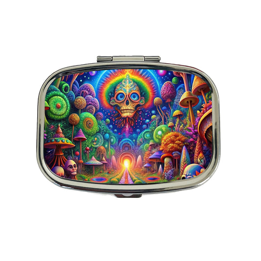 Psychedelic Fantasy Crazy Colorful Scene Travel Pill Box Case