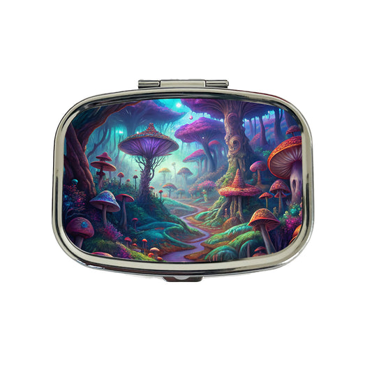 Psychedelic Fantasy Forest Vibrant Colors Travel Pill Box Case