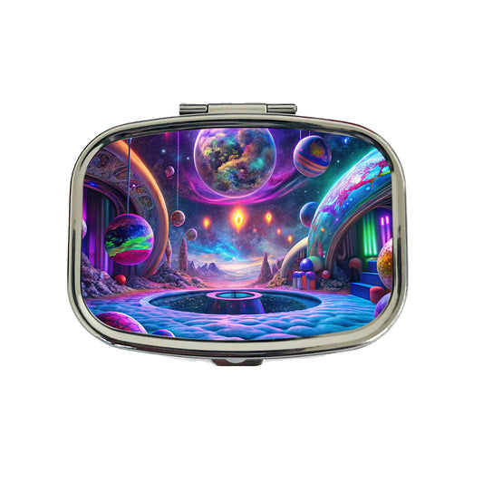 Psychedelic Space Planets Design Travel Pill Box Case