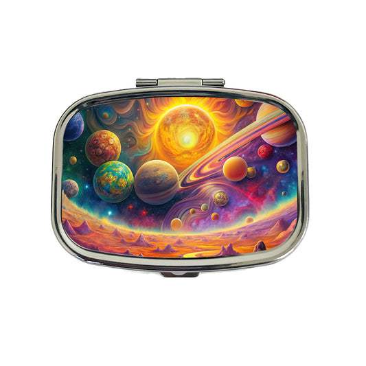 Psychedelic Sun And Planets Solar System Travel Pill Box Case