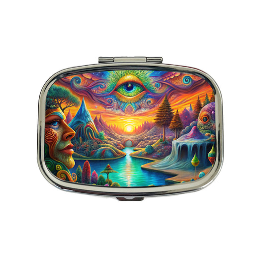Psychedelic Trippy Artsy Design Travel Pill Box Case