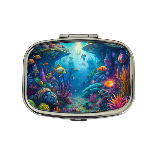 Psychedelic Underwater Ocean Scene Travel Pill Box Case