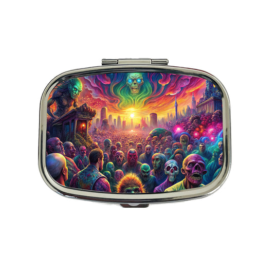 Psychedelic Zombie Outbreak Travel Pill Box Case