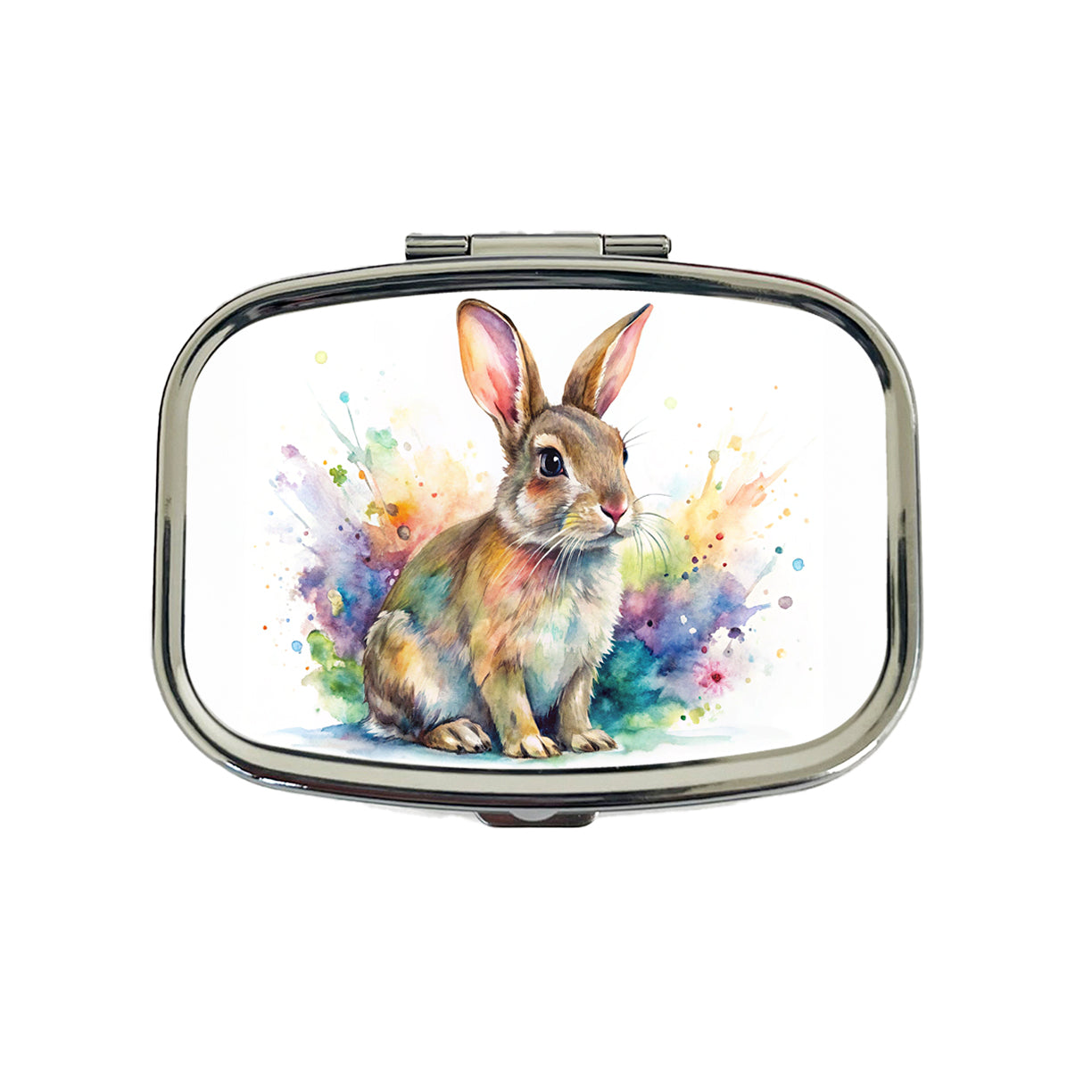 Rabbit Bunny Watercolor Travel Pill Box Case