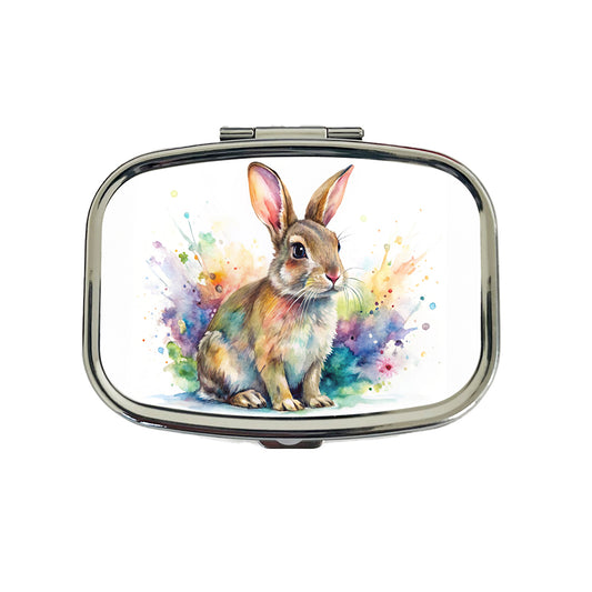Rabbit Bunny Watercolor Travel Pill Box Case