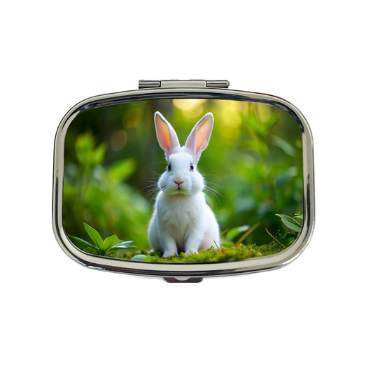White Bunny Rabbit Travel Pill Box Case