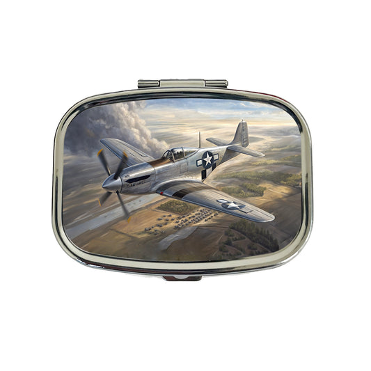 WWII Mustang Fighter Plane In Flight Travel Pill Box Case