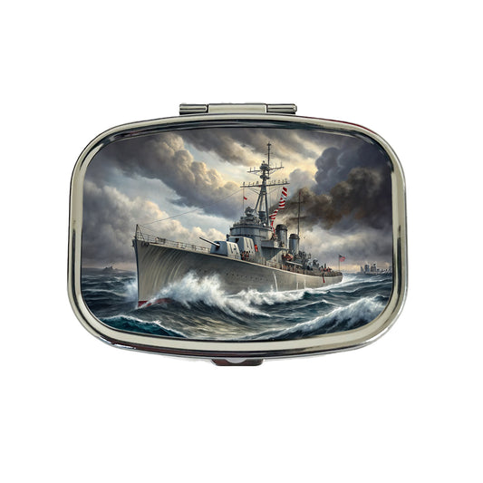 WWII Navy Destroyer Travel Pill Box Case