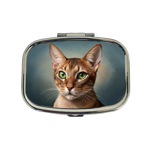Abyssinian Cat Illustration Travel Pill Box Case