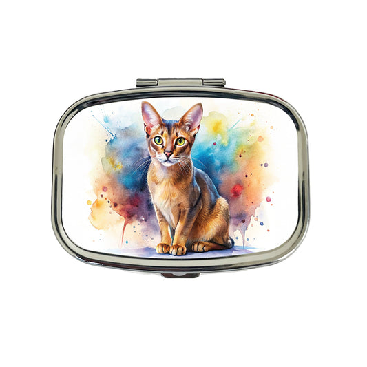 Abyssinian Cat Watercolor Style Travel Pill Box Case