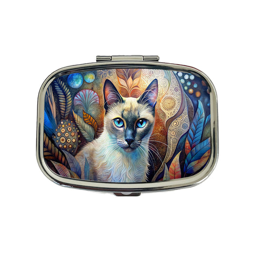Balinese Cat Abstract Art Travel Pill Box Case
