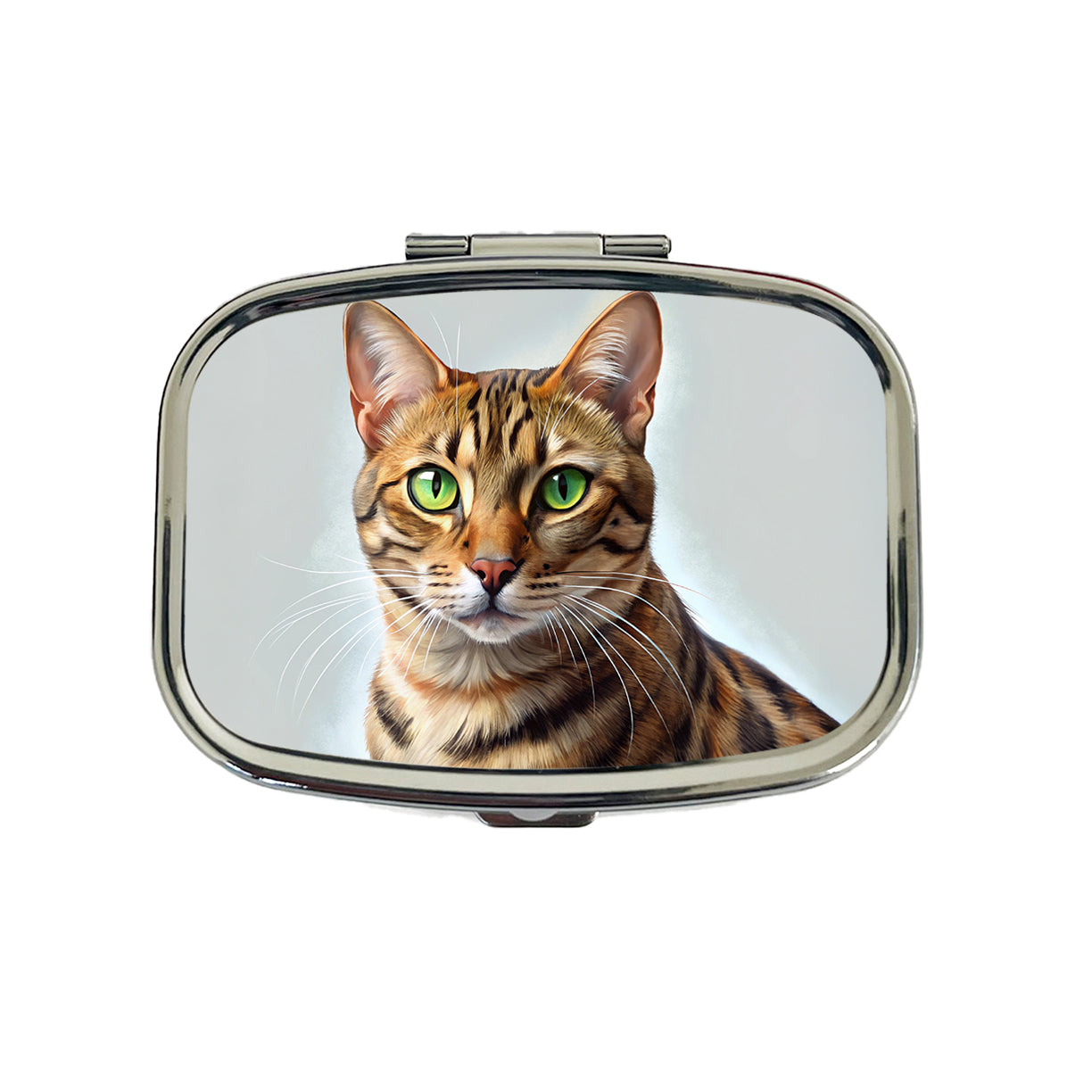 Bengal Cat Illustration Travel Pill Box Case