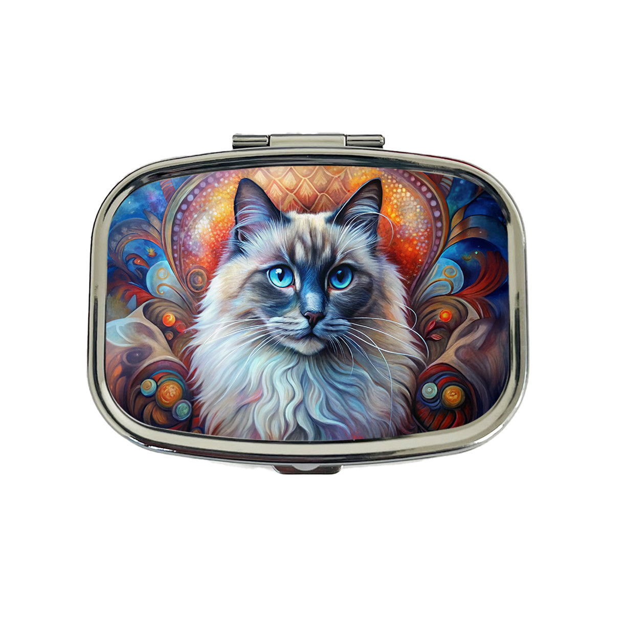 Birman Cat Abstract Art Travel Pill Box Case