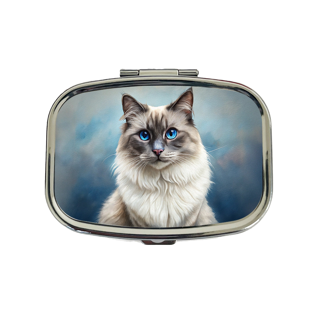 Birman Cat Illustration Travel Pill Box Case