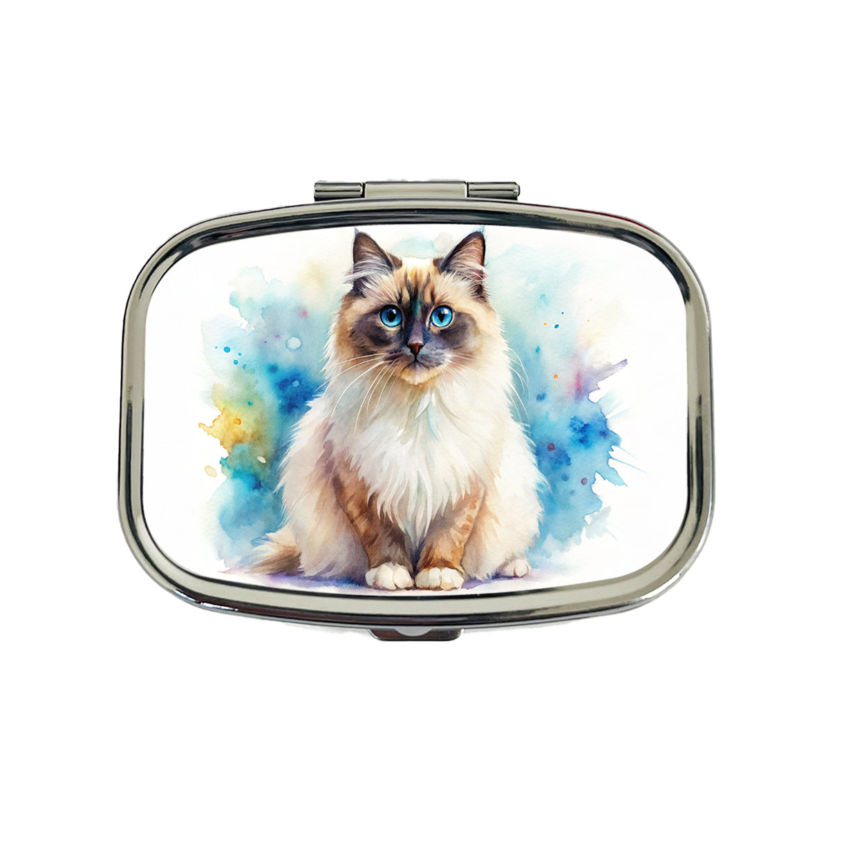 Birman Cat Watercolor Style Travel Pill Box Case