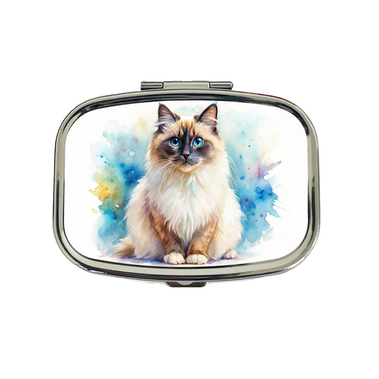 Birman Cat Watercolor Style Travel Pill Box Case