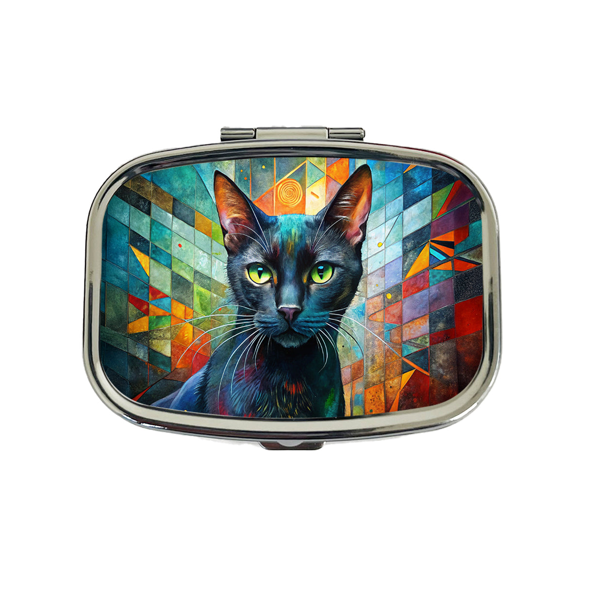 Bombay Black Cat Abstract Art Travel Pill Box Case