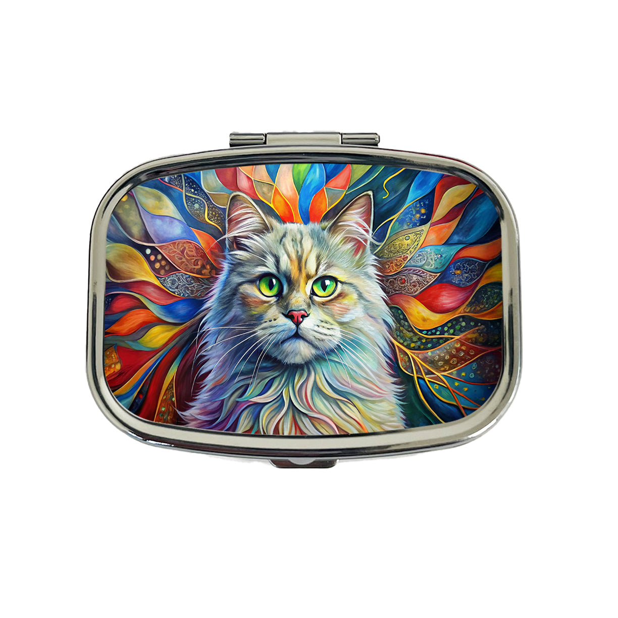 British Longhair Cat Abstract Art Travel Pill Box Case