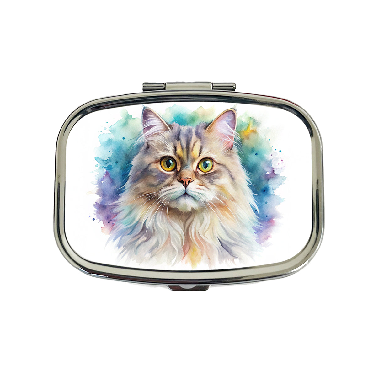 British Longhair Cat Watercolor Style Travel Pill Box Case