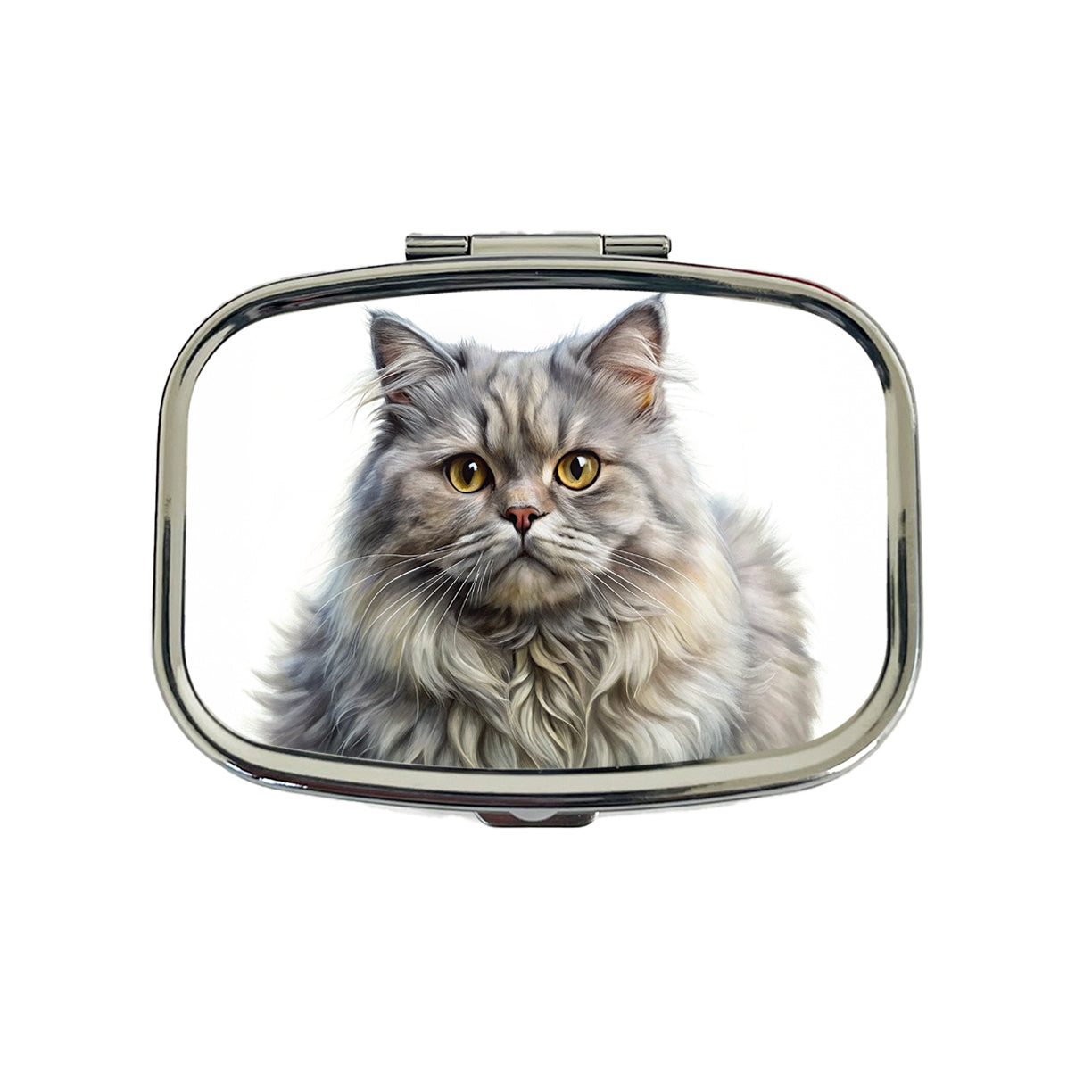 British Longhair Gray Cat Illustration Travel Pill Box Case