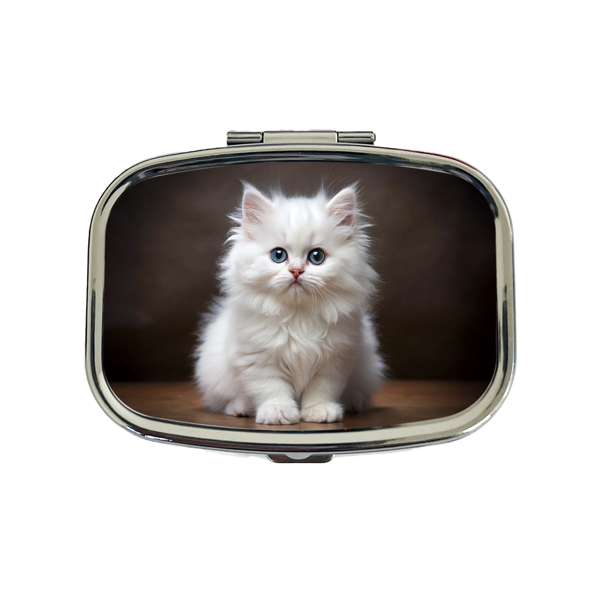 British Longhair White Cat Kitten Photo Travel Pill Box Case
