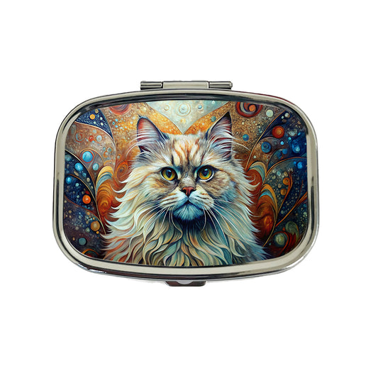 Classic Persian Cat Abstract Art Travel Pill Box Case