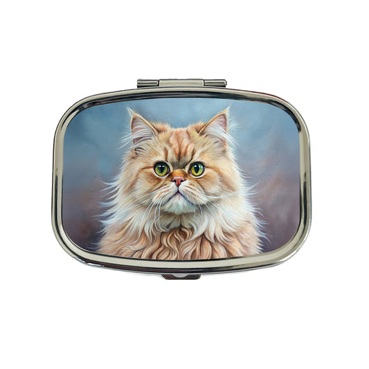 Classic Persian Cat Illustration Travel Pill Box Case