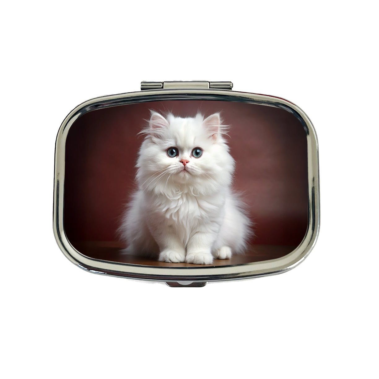 Classic Persian White Cat Kitten Photo Travel Pill Box Case