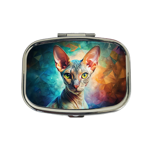 Cornish Rex Cat Abstract Art Travel Pill Box Case