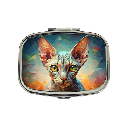 Devon Rex Cat Abstract Art Travel Pill Box Case