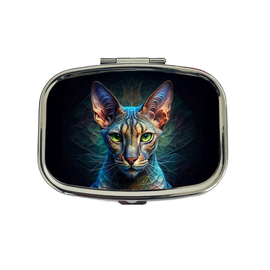 Egyptian Mau Cat Abstract Art Travel Pill Box Case