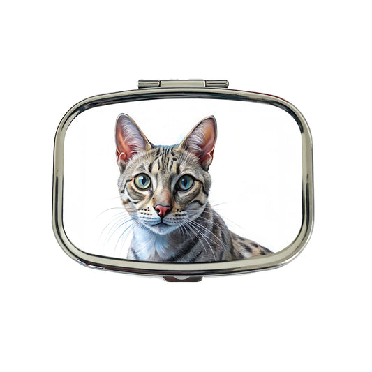 Egyptian Mau Cat Illustration Travel Pill Box Case