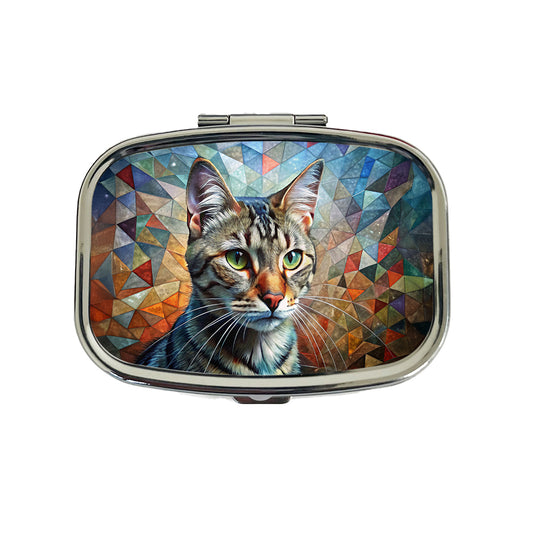 European Shorthair Cat Abstract Art Travel Pill Box Case