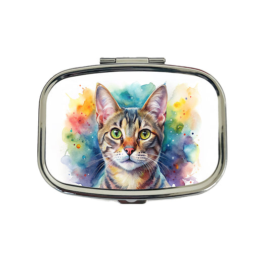 European Shorthair Cat Watercolor Style Travel Pill Box Case
