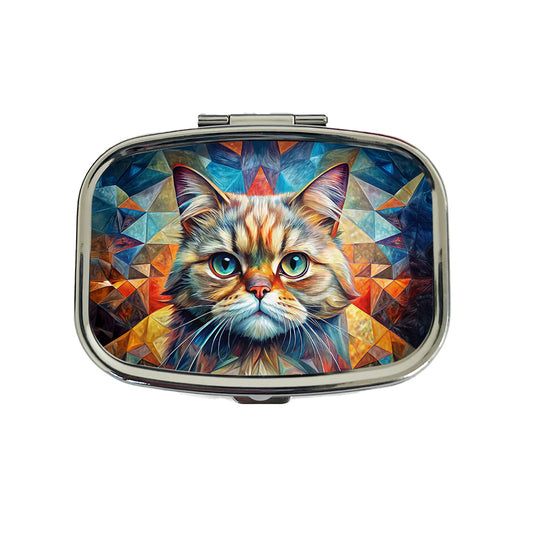 Exotic Shorthair Cat Abstract Art Travel Pill Box Case