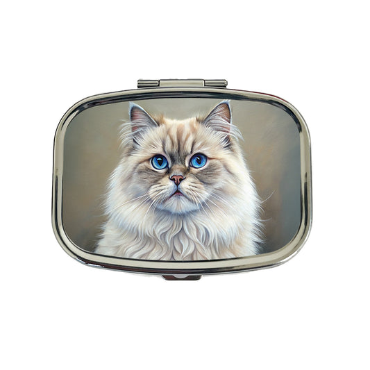 Himalayan Cat Illustration Travel Pill Box Case