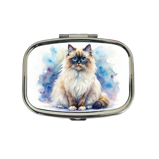 Himalayan Cat Watercolor Style Travel Pill Box Case