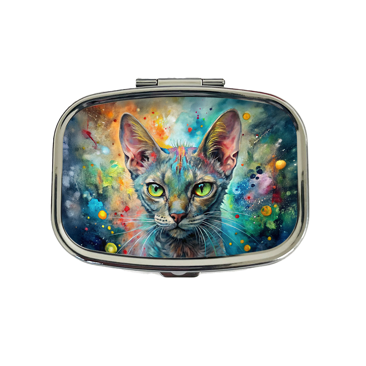 Lykoi Wolf Cat Abstract Art Travel Pill Box Case