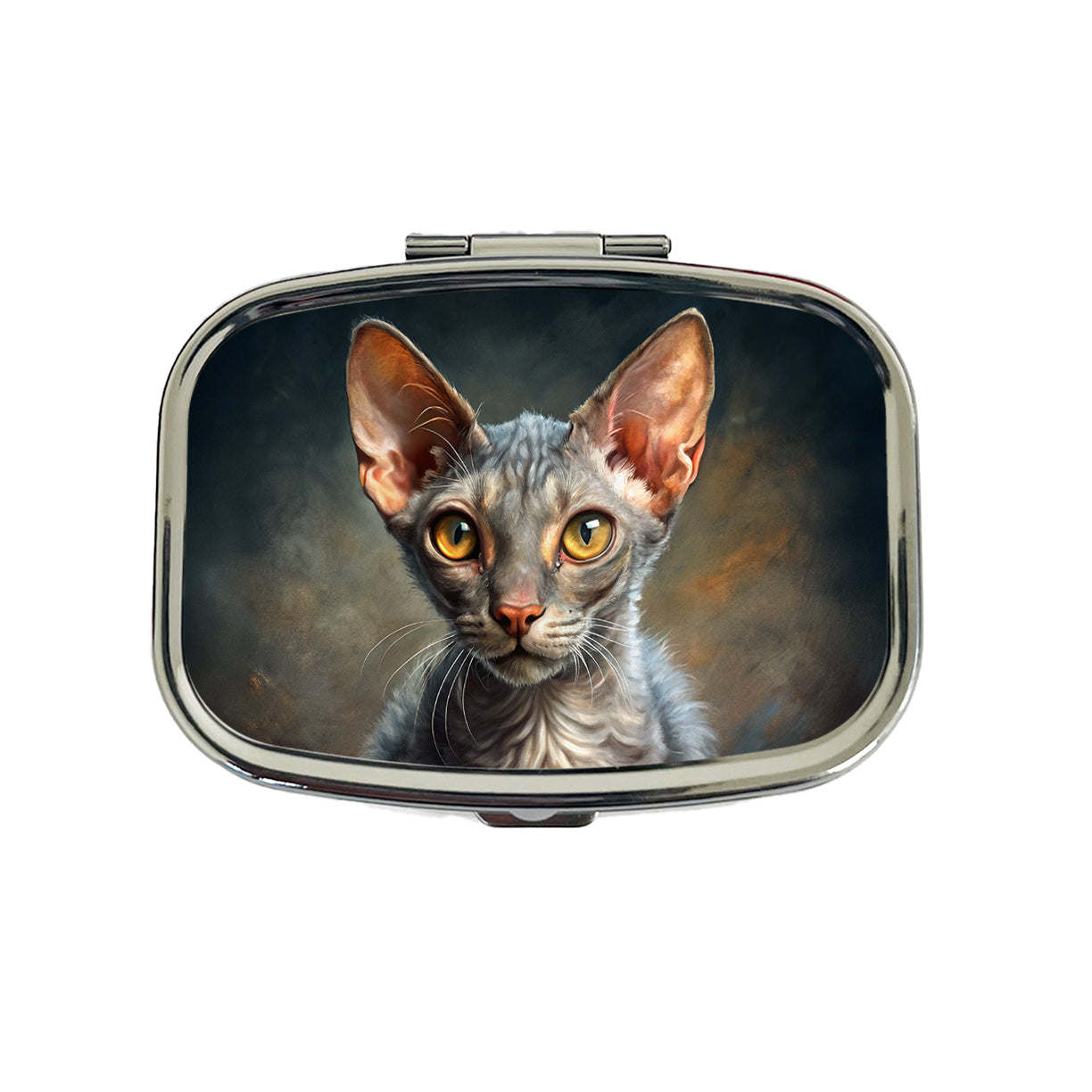 Lykoi Wolf Cat Illustration Travel Pill Box Case