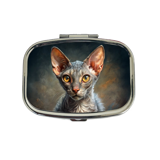 Lykoi Wolf Cat Illustration Travel Pill Box Case