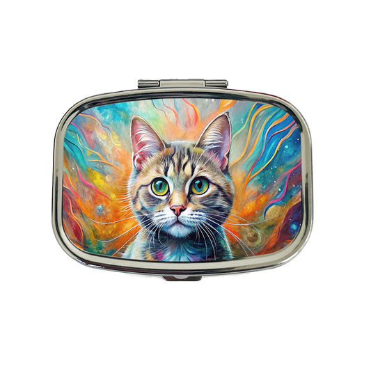 Munchkin Cat Abstract Art Travel Pill Box Case