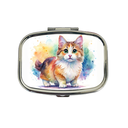 Munchkin Cat Watercolor Style Travel Pill Box Case