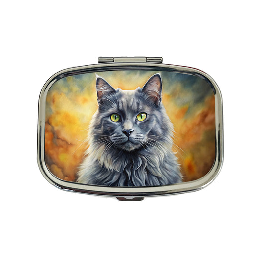 Nebelung Cat Illustration Travel Pill Box Case