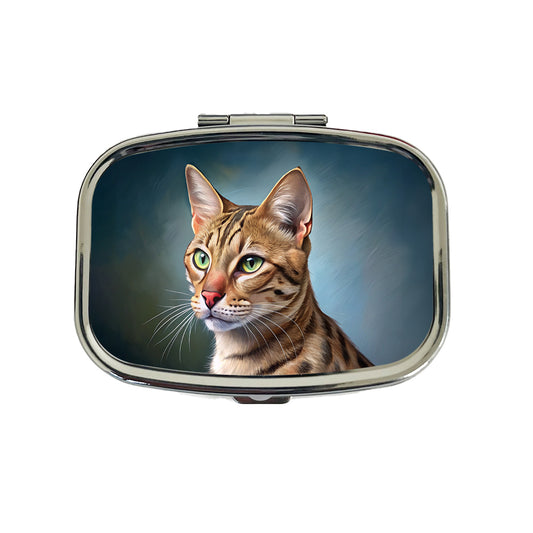 Ocicat Cat Illustration Travel Pill Box Case