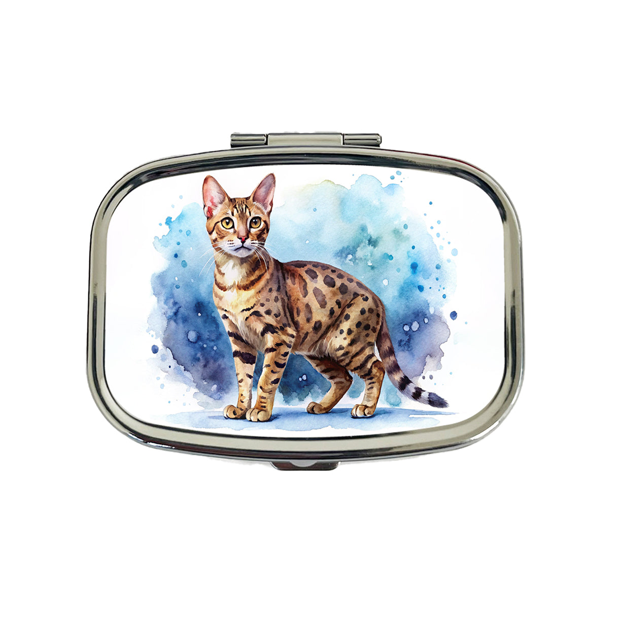 Ocicat Cat Watercolor Style Travel Pill Box Case
