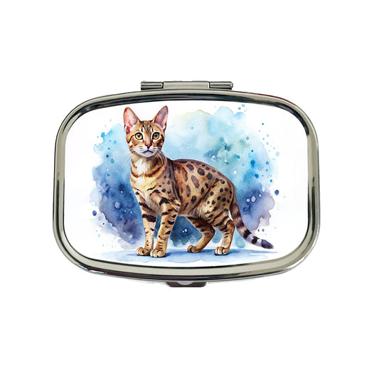 Ocicat Cat Watercolor Style Travel Pill Box Case
