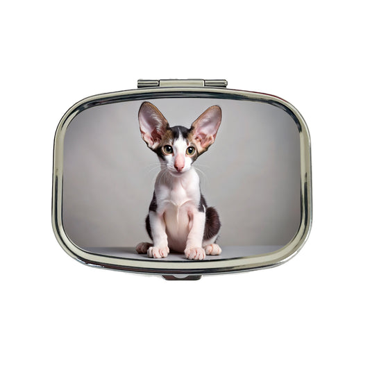 Oriental Shorthair Black White Cat Kitten Photo Travel Pill Box Case